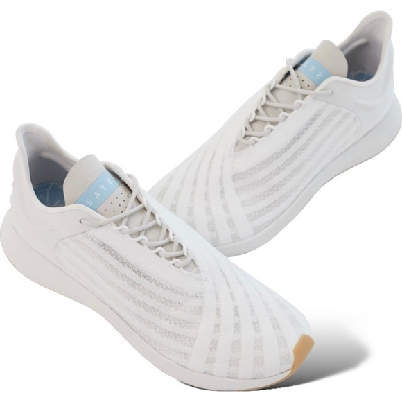 SAYSH ONE Women’s Sneaker Silver and White jacquard Sneakers size 7.5 NEW - Picture 5 of 16